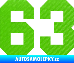 Samolepka Startovní číslo 63 3D karbon zelený kawasaki