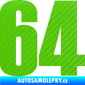Samolepka Startovní číslo 64 typ 2    3D karbon zelený kawasaki