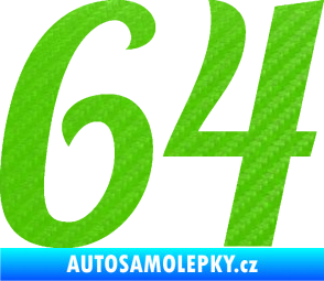 Samolepka Startovní číslo 64 typ 3 3D karbon zelený kawasaki
