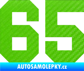 Samolepka Startovní číslo 65 3D karbon zelený kawasaki