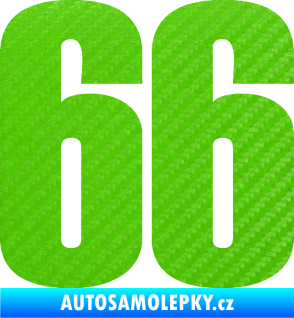 Samolepka Startovní číslo 66 typ 2     3D karbon zelený kawasaki
