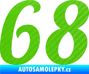 Samolepka Startovní číslo 68 typ 3 3D karbon zelený kawasaki