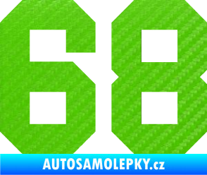 Samolepka Startovní číslo 68 3D karbon zelený kawasaki
