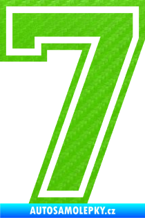 Samolepka Startovní číslo 7 typ 4 3D karbon zelený kawasaki
