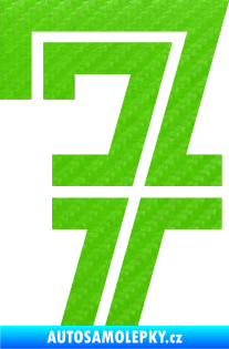 Samolepka Startovní číslo 7 typ 7 3D karbon zelený kawasaki