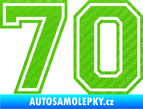 Samolepka Startovní číslo 70 typ 4 3D karbon zelený kawasaki