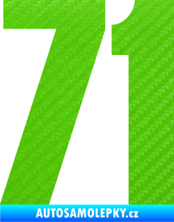 Samolepka Startovní číslo 71 typ 2  3D karbon zelený kawasaki
