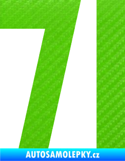 Samolepka Startovní číslo 71 3D karbon zelený kawasaki