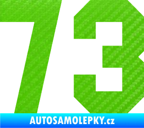 Samolepka Startovní číslo 73 3D karbon zelený kawasaki