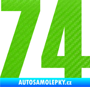 Samolepka Startovní číslo 74 typ 2     3D karbon zelený kawasaki