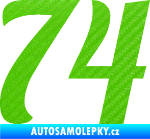 Samolepka Startovní číslo 74 typ 3   3D karbon zelený kawasaki