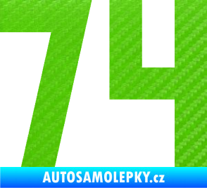 Samolepka Startovní číslo 74 3D karbon zelený kawasaki