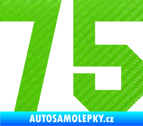 Samolepka Startovní číslo 75 3D karbon zelený kawasaki
