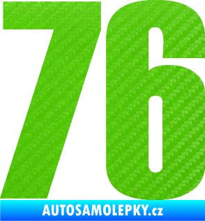 Samolepka Startovní číslo 76 typ 2       3D karbon zelený kawasaki