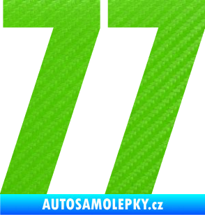 Samolepka Startovní číslo 77 typ 2        3D karbon zelený kawasaki