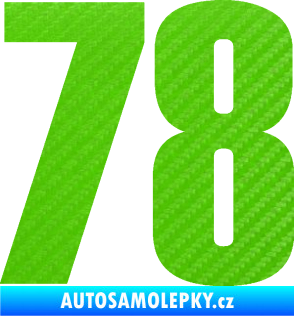 Samolepka Startovní číslo 78 typ 2         3D karbon zelený kawasaki