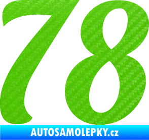 Samolepka Startovní číslo 78 typ 3   3D karbon zelený kawasaki