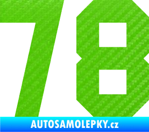 Samolepka Startovní číslo 78 3D karbon zelený kawasaki