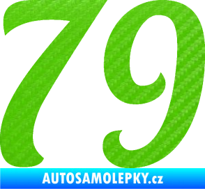 Samolepka Startovní číslo 79 typ 3   3D karbon zelený kawasaki
