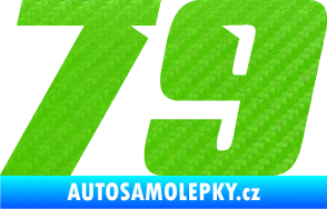 Samolepka Startovní číslo 79 typ 6 3D karbon zelený kawasaki