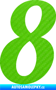 Samolepka Startovní číslo 8 typ 3 3D karbon zelený kawasaki