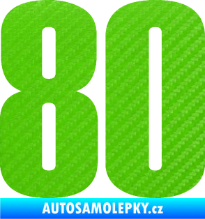 Samolepka Startovní číslo 80 typ 2           3D karbon zelený kawasaki