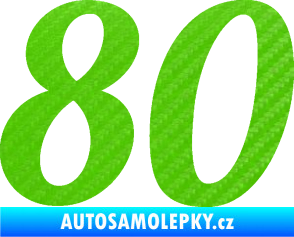 Samolepka Startovní číslo 80 typ 3   3D karbon zelený kawasaki