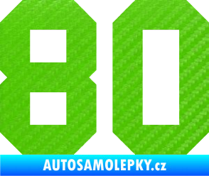 Samolepka Startovní číslo 80 3D karbon zelený kawasaki