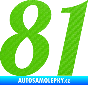 Samolepka Startovní číslo 81 typ 3   3D karbon zelený kawasaki