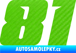 Samolepka Startovní číslo 81 typ 6 3D karbon zelený kawasaki