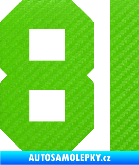Samolepka Startovní číslo 81 3D karbon zelený kawasaki