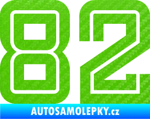 Samolepka Startovní číslo 82 typ 7 3D karbon zelený kawasaki