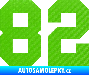 Samolepka Startovní číslo 82 3D karbon zelený kawasaki