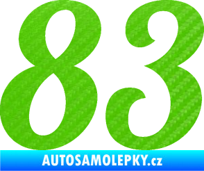 Samolepka Startovní číslo 83 typ 3   3D karbon zelený kawasaki