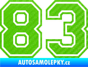 Samolepka Startovní číslo 83 typ 4 3D karbon zelený kawasaki