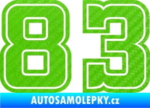 Samolepka Startovní číslo 83 typ 5 3D karbon zelený kawasaki