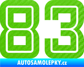 Samolepka Startovní číslo 83 typ 7 3D karbon zelený kawasaki