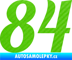 Samolepka Startovní číslo 84 typ 3  3D karbon zelený kawasaki
