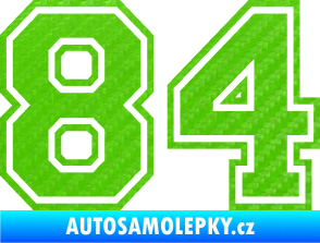 Samolepka Startovní číslo 84 typ 4 3D karbon zelený kawasaki