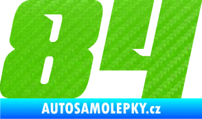 Samolepka Startovní číslo 84 typ 6 3D karbon zelený kawasaki