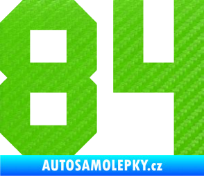 Samolepka Startovní číslo 84 3D karbon zelený kawasaki