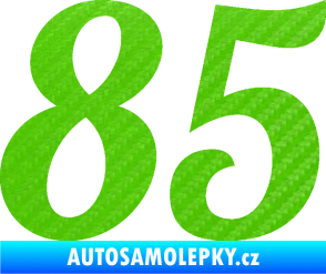 Samolepka Startovní číslo 85 typ 3   3D karbon zelený kawasaki