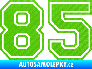 Samolepka Startovní číslo 85 typ 4 3D karbon zelený kawasaki