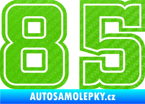 Samolepka Startovní číslo 85 typ 5 3D karbon zelený kawasaki
