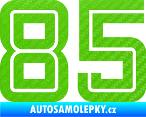 Samolepka Startovní číslo 85 typ 7 3D karbon zelený kawasaki