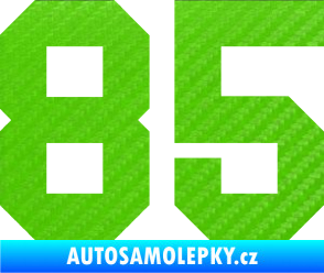 Samolepka Startovní číslo 85 3D karbon zelený kawasaki