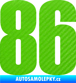 Samolepka Startovní číslo 86 typ 2      3D karbon zelený kawasaki