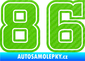 Samolepka Startovní číslo 86 typ 5 3D karbon zelený kawasaki