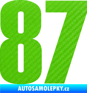 Samolepka Startovní číslo 87 typ 2       3D karbon zelený kawasaki