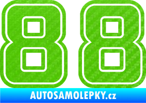 Samolepka Startovní číslo 88 typ 5 3D karbon zelený kawasaki